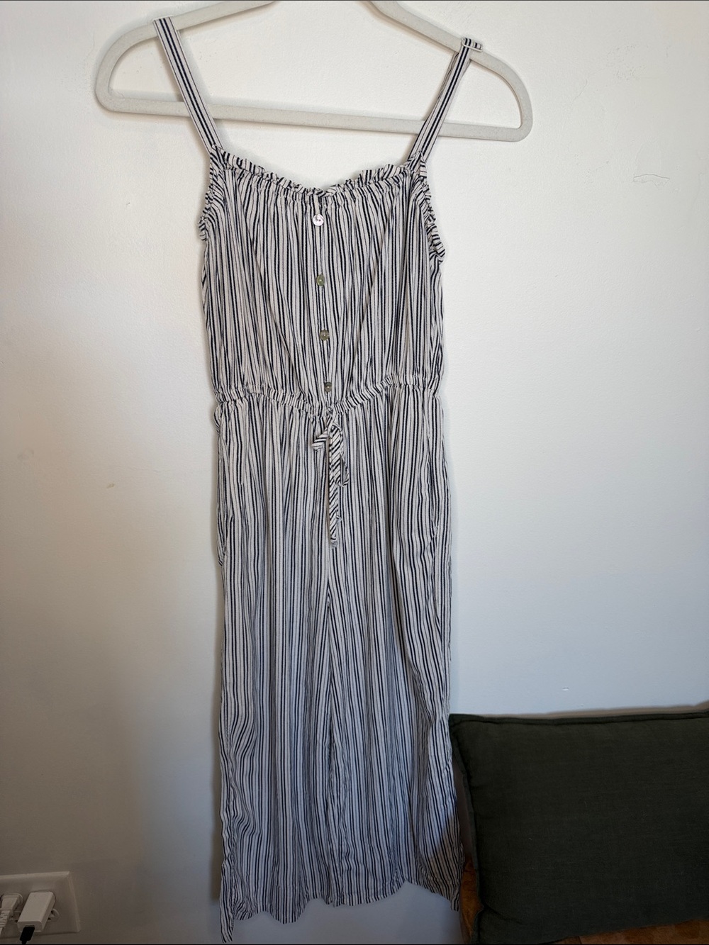 Lily Rose Black and White Striped Sleeveless Jumpsuit/Romper